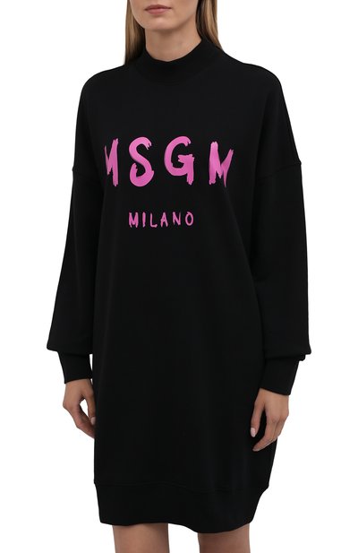 Хлопковое платье MSGM черного цвета по цене 32150 руб., арт. 3141MDA511 217799, фото 3 Хлопковое платье MSGM, арт. 3141MDA511 217799, фото 3