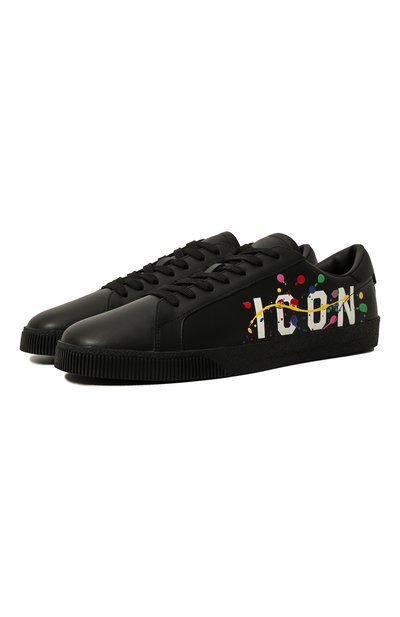 Кожаные кеды cassetta icon DSQUARED2 черного цвета по цене 54000 руб., арт. SNM0187 01505548, фото 1 Кожаные кеды cassetta icon DSQUARED2, арт. SNM0187 01505548, фото 1