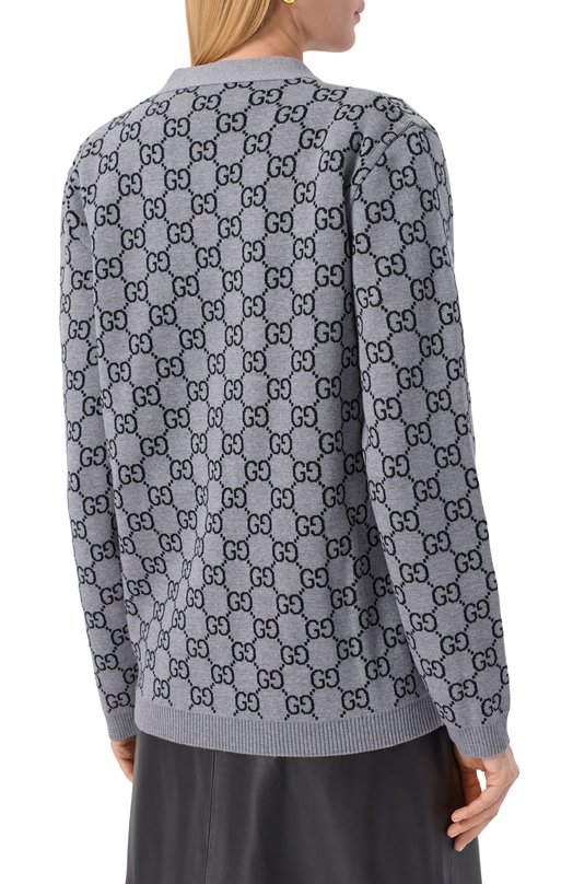 Шерстяной кардиган Gucci 798157/XKEJP Серый  798157/XKEJP Фото 4
