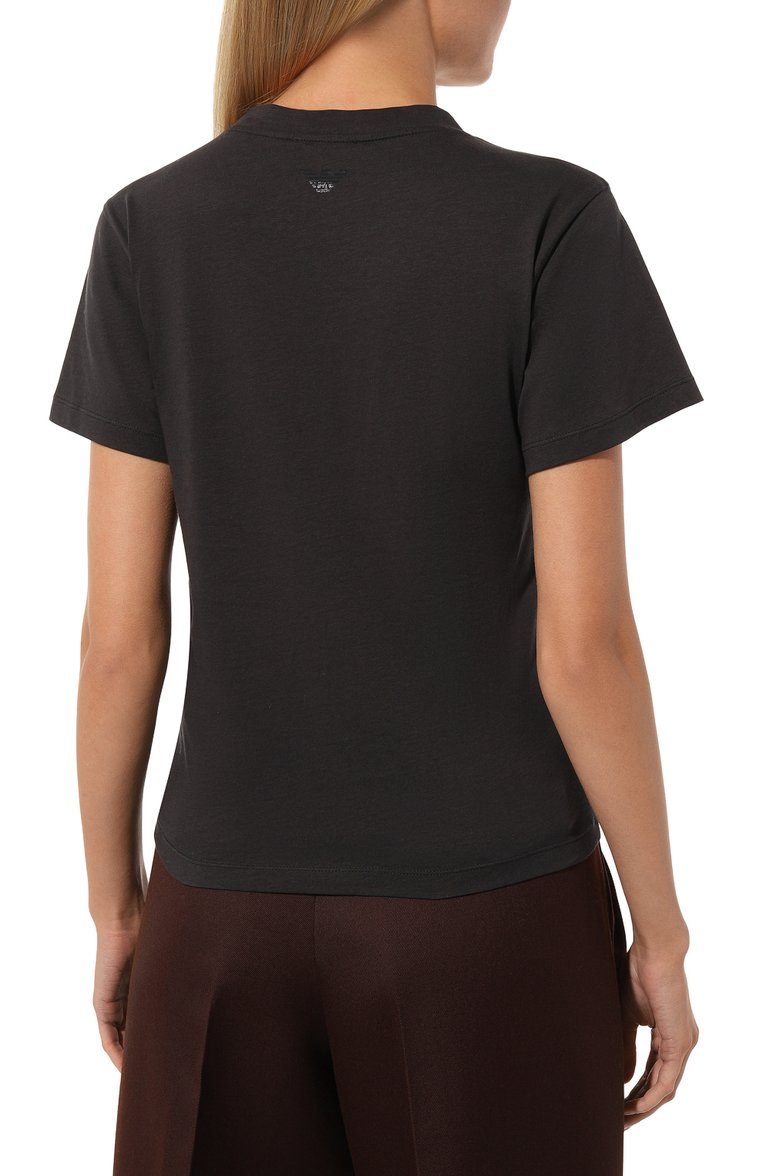 Женская хлопковая футболка EMPORIO ARMANI темно-синего цвета, арт. 8N2T9C/2J53Z | Фото 4 (Длина (для топов): Стандартные; Материал внешний: Хлопок; Рукава: Короткие; Принт: С принтом; Стили: Кэжуэл)