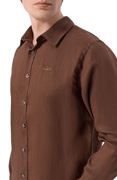 Льняная рубашка AERONAUTICA MILITARE коричневого цвета по цене 18050 руб., арт. CA1321UCT03089, фото 5 Льняная рубашка AERONAUTICA MILITARE, арт. CA1321UCT03089, фото 5