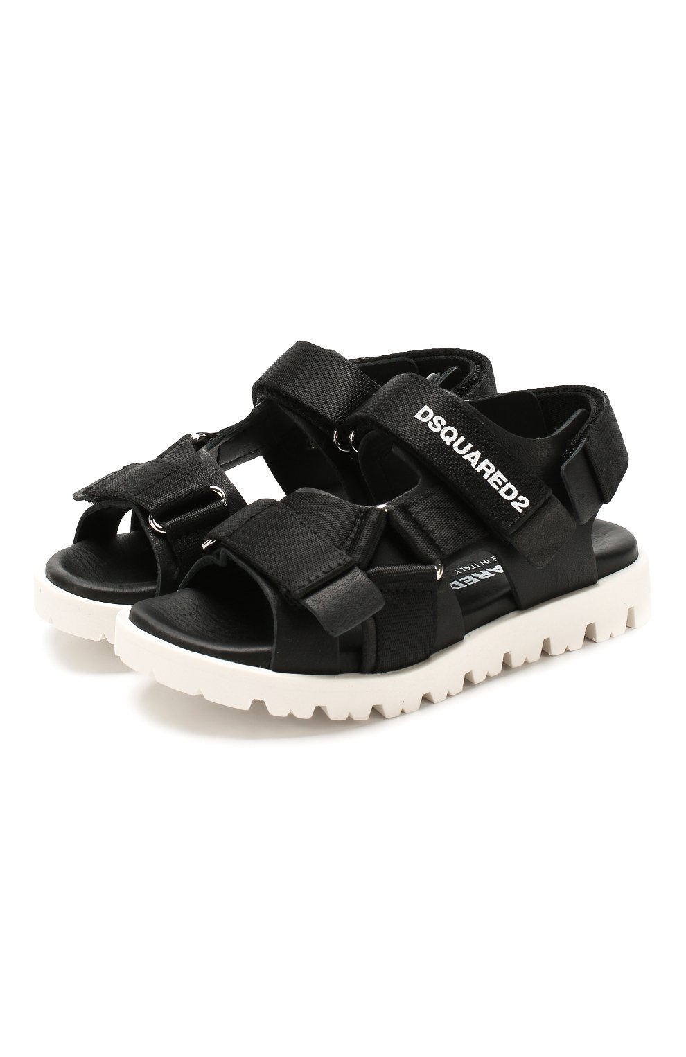 Кожаные сандалии DSQUARED2 черного цвета по цене 15250 руб., арт. 63507/18-27, фото 1 Кожаные сандалии DSQUARED2, арт. 63507/18-27, фото 1