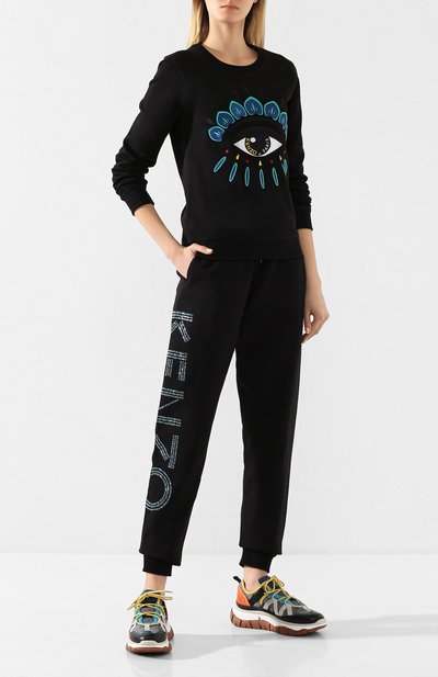 Хлопковые джоггеры KENZO черного цвета по цене 26650 руб., арт. FA52PA722953, фото 2 Хлопковые джоггеры KENZO, арт. FA52PA722953, фото 2