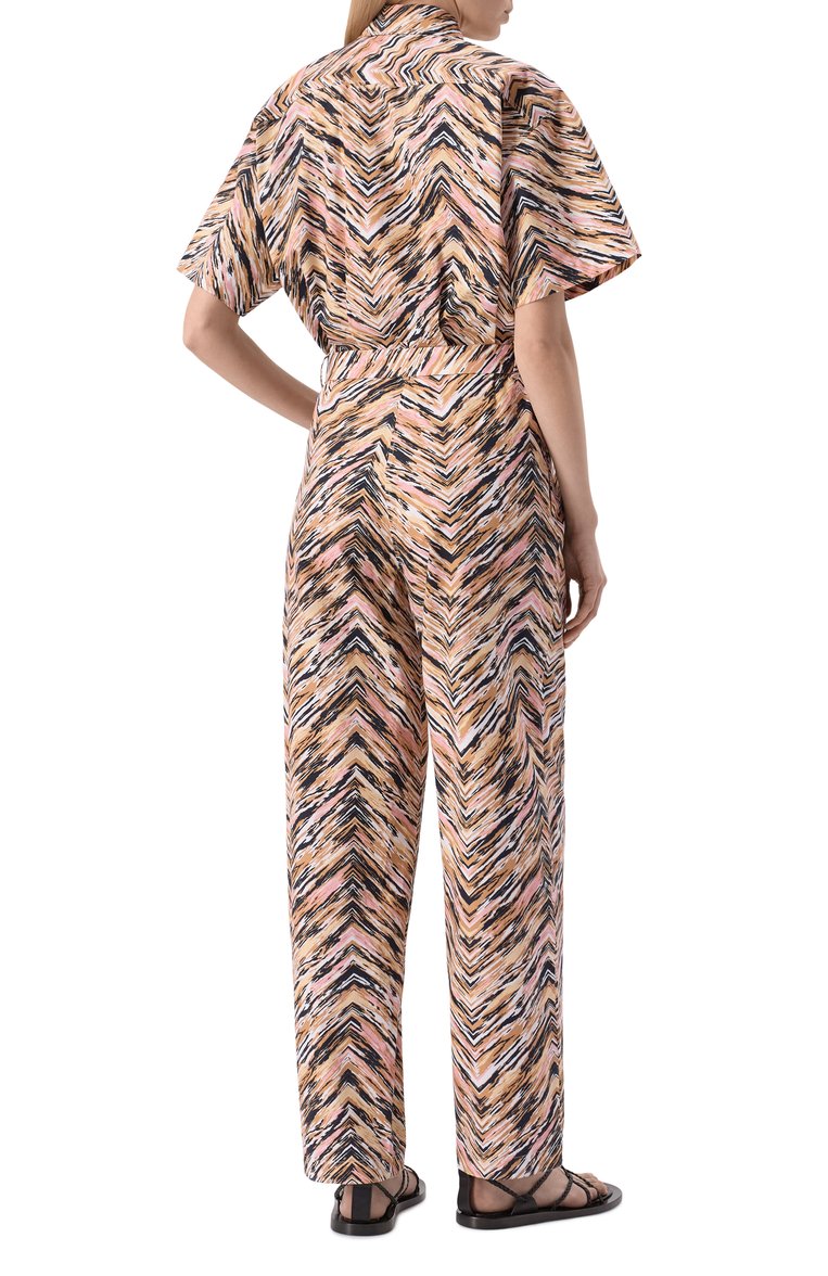 Женский хлопковый комбинезон MISSONI бежевого цвета, арт. DS25SG1R/BW00VY | Фото 4 (Рукава: Короткие; Длина (брюки, джинсы): Стандартные; Материал внешний: Хлопок; Случай: Повседневный; Женское Кросс-КТ: Комбинезон-одежда; Стили: Кэжуэл)