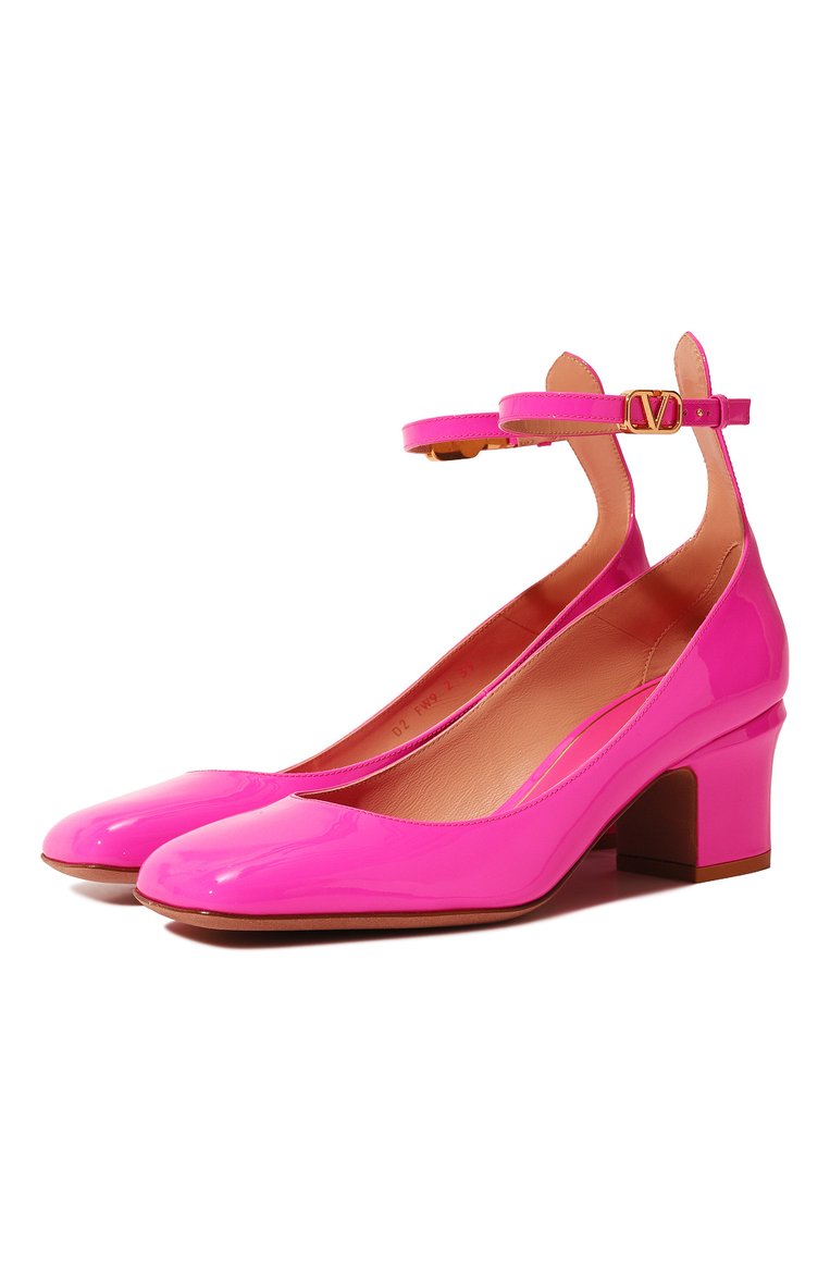 Женские кожаные туфли tan-go VALENTINO фуксия цвета, арт. 2W2S0FW9/VNE | Фото 1 (Материал внутренний: Натуральная кожа; Каблук высота: Средний; Подошва: Плоская; Каблук тип: Устойчивый; Материал внешний: Натуральная кожа)