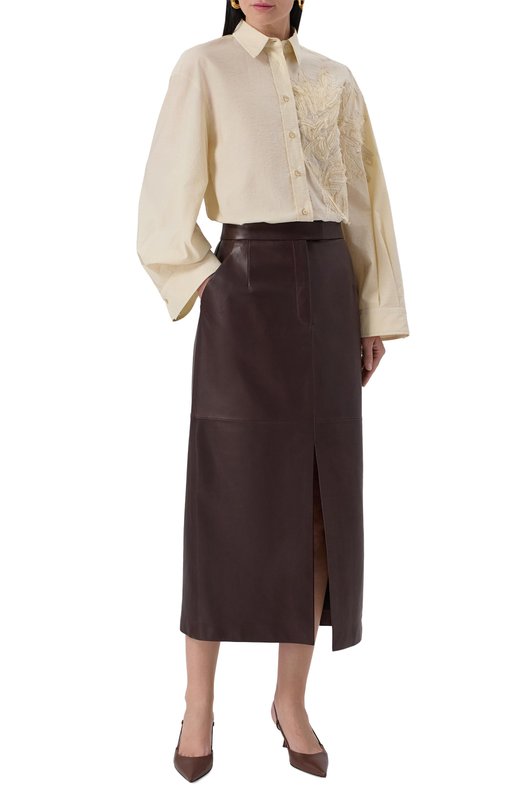 Кожаная юбка MVST 23177/36-44 Коричневый  23177/36-44 Фото 2
