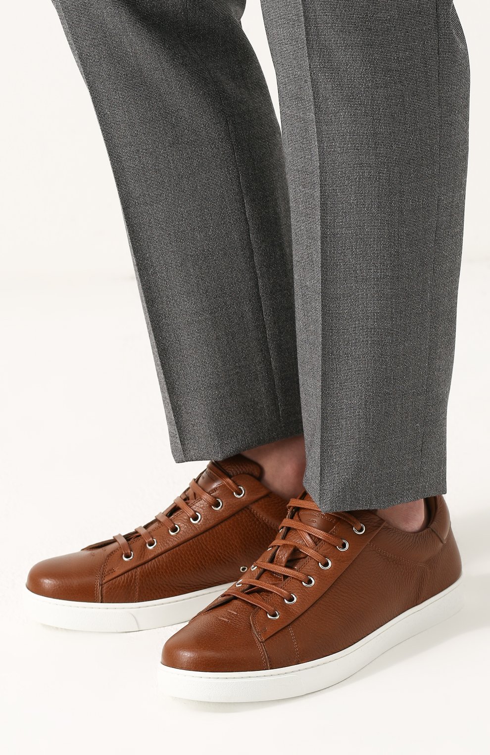 Кожаные кеды на шнуровке GIANVITO ROSSI, арт. S26340.M1WHT.B0XSELL, фото 5