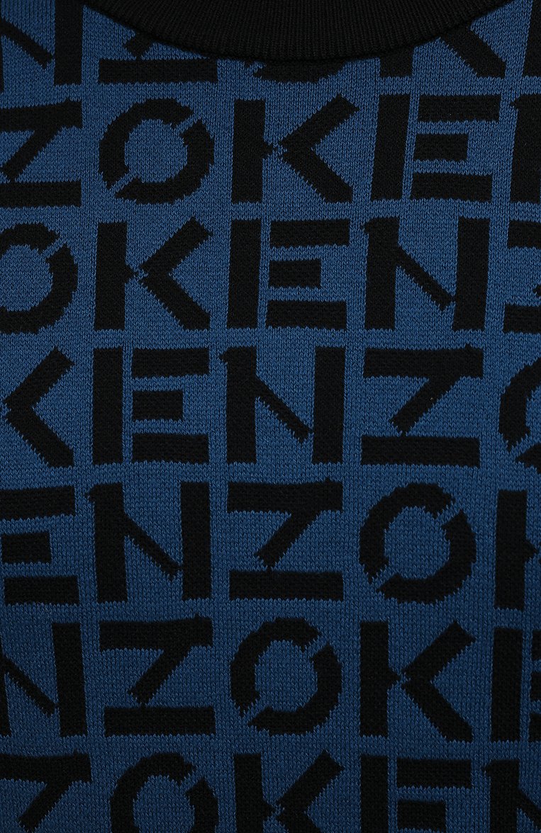 Мужской джемпер kenzo sport KENZO темно-синего цвета, арт. FB65PU6363SC | Фото 5 (Длина (для топов): Стандартные; Материал внешний: Хлопок, Синтетический материал; Рукава: Длинные; Мужское Кросс-КТ: Джемперы; Вырез: Круглый; Принт: С прин�том; Стили: Кэжуэл)