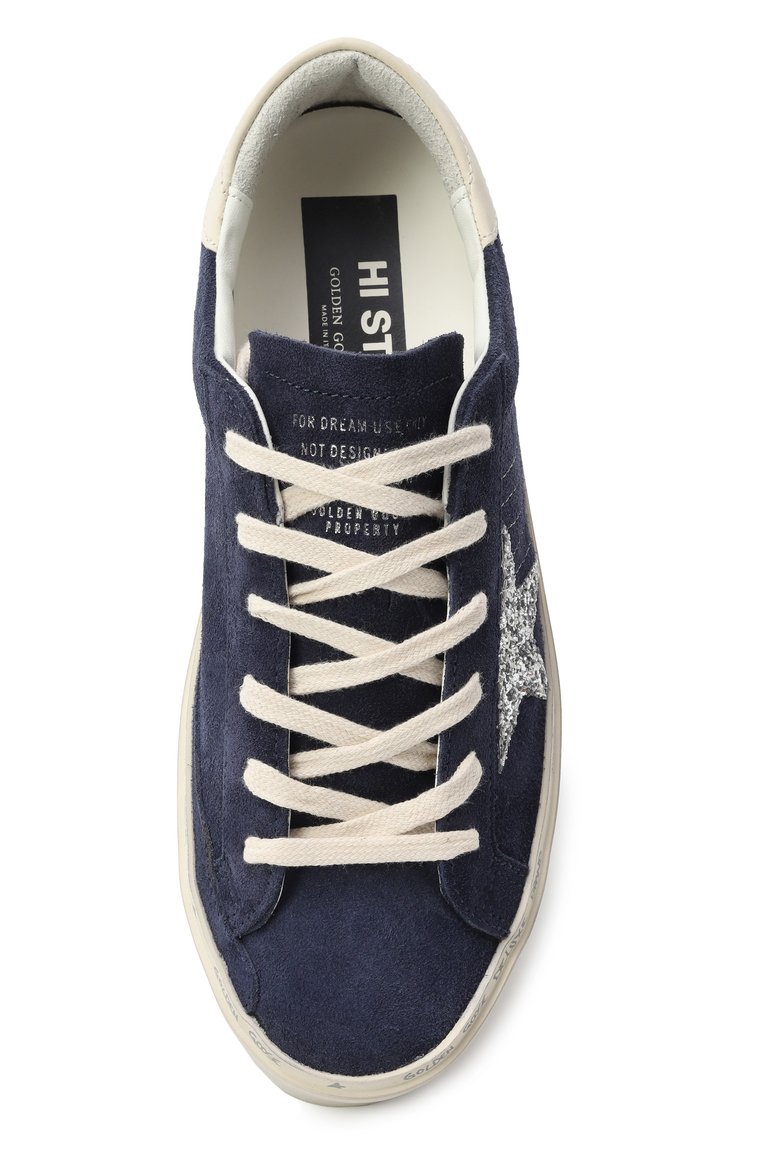 Женские замшевые кеды hi star GOLDEN GOOSE DELUXE BRAND синего цвета, арт. GWF00118.F006510 | Фото 6 (Подошва: Платформа; Материал внутренний: Текстиль; Материал внешний: Натуральная кожа, Замша; Кросс-КТ: Низкие; Материал утеплителя: Без утеплителя; Стили: Кэжуэл)