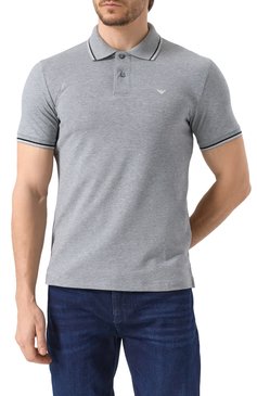 Мужское хлопковое поло EMPORIO ARMANI серого цвета, арт. 8N1FB4/1JPTZ | Фото 3 (Длина (для топов): Стандартные; Рукава: Короткие; Стили: Кэжуэл; Принт: Без принта; Застежка: Пуговицы; Материал внешний: Хлопок; Кросс-КТ: Джерси; Мужское Кросс-КТ: Футболка-одежда)