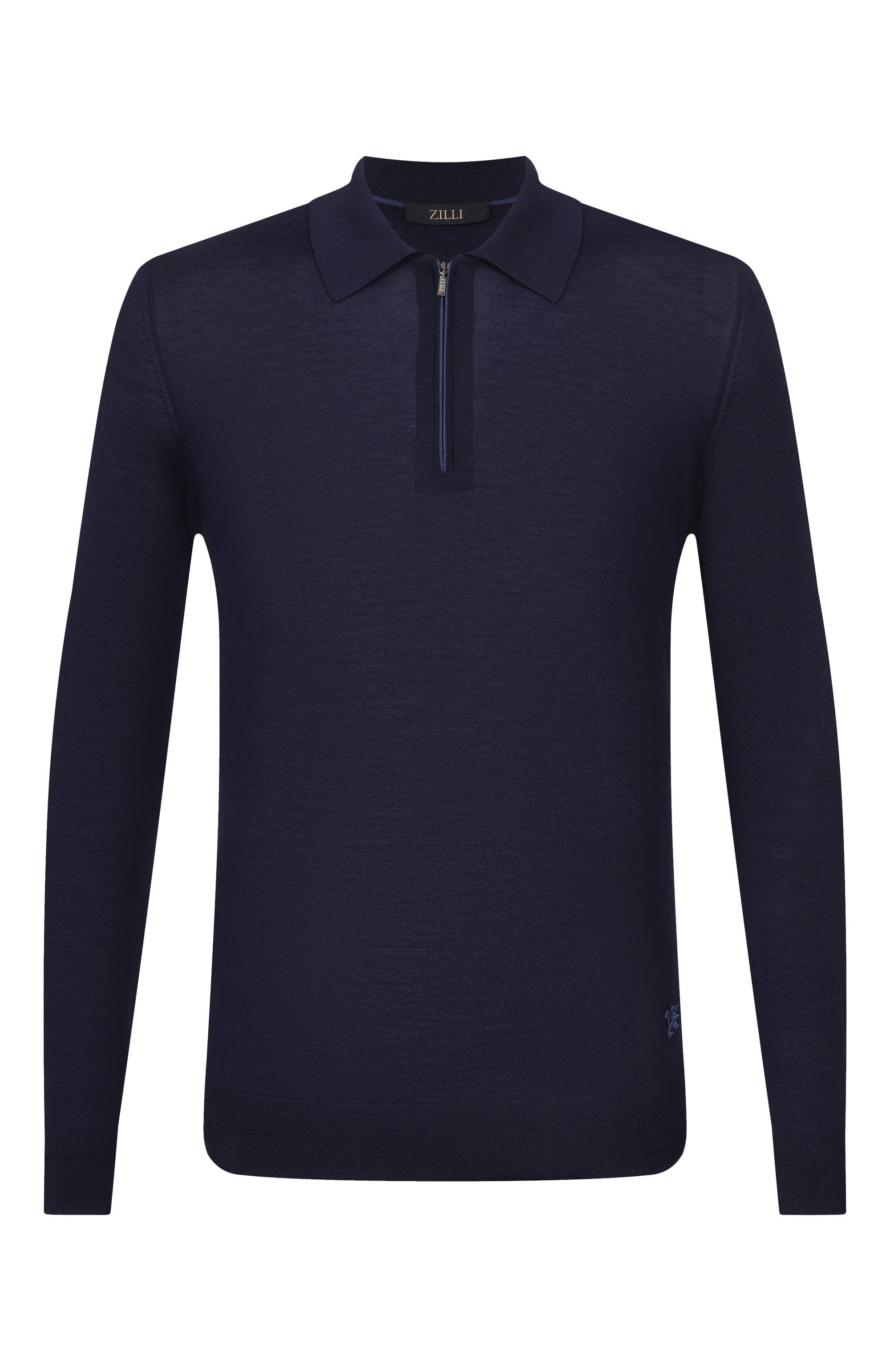Поло из шерсти и шелка ZILLI темно-синего цвета по цене 182500 руб., арт. KZP001M0230VLSB00_001, фото 1 Поло из шерсти и шелка ZILLI, арт. KZP001M0230VLSB00_001, фото 1