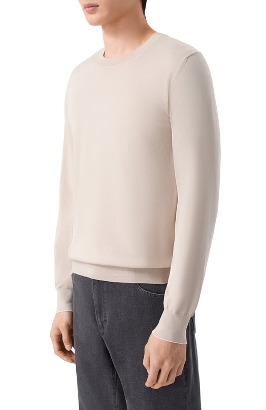Хлопковый джемпер Brunello Cucinelli M2900100 Бежевый  M2900100 Фото 3