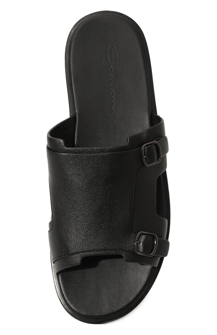 Мужские кожаные шлепанцы erik SANTONI черного цвета, арт. MCEG16723HC6MTZ8 | Фото 6 (Материал внутренний: Натуральная кожа; Материал сплава: Проставлено; Нос: Не проставлено)