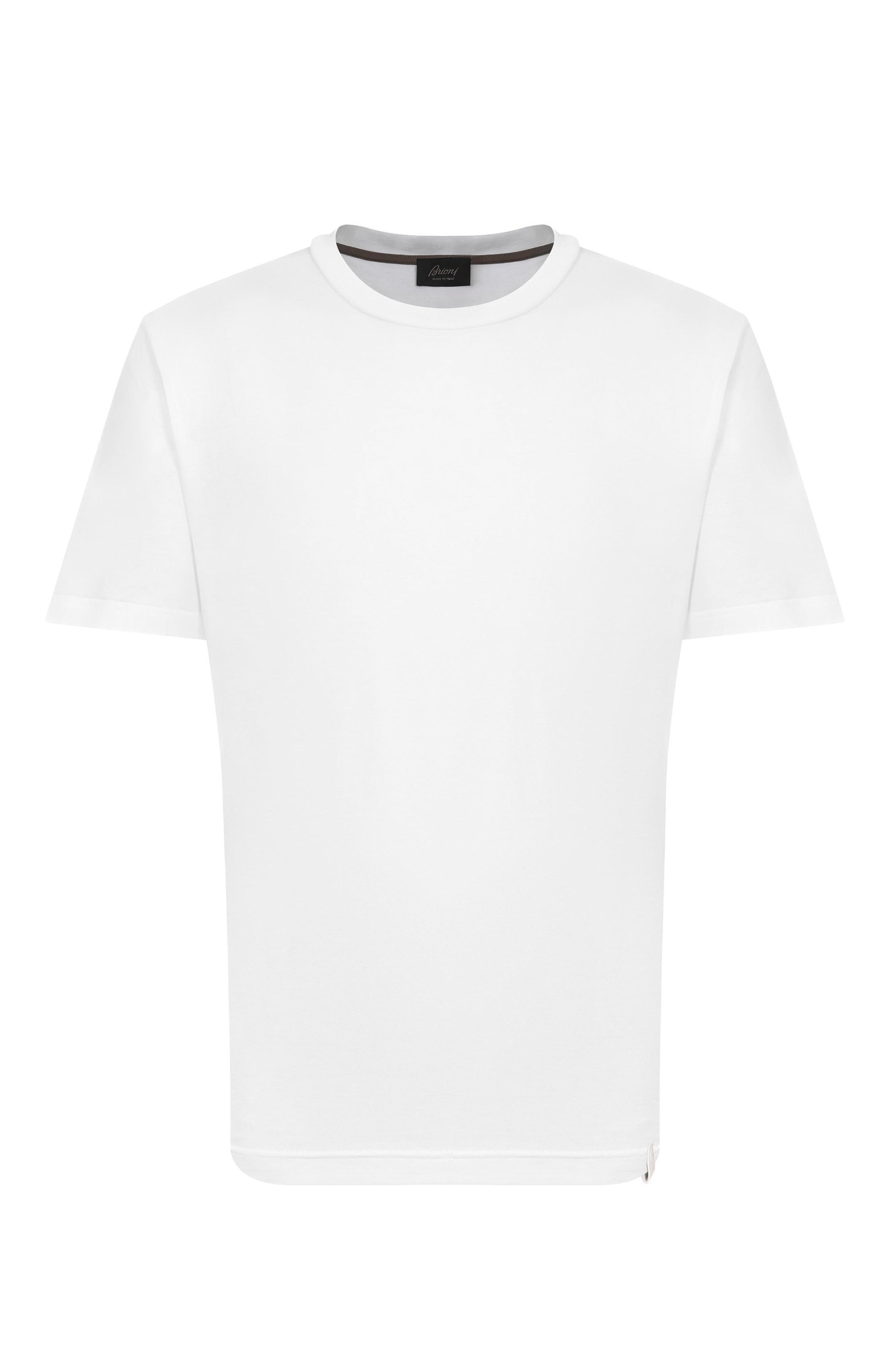 Хлопковая футболка BRIONI белого цвета по цене 66550 руб., арт. UJSY0L-OA613, фото 1 Хлопковая футболка BRIONI, арт. UJSY0L-OA613, фото 1