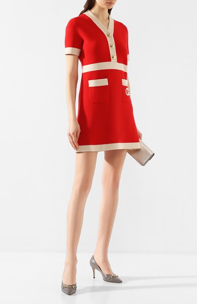 Шерстяное платье GUCCI красного цвета по цене 201600 руб., арт. 606017/XKA4A, фото 2 Шерстяное платье GUCCI, арт. 606017/XKA4A, фото 2