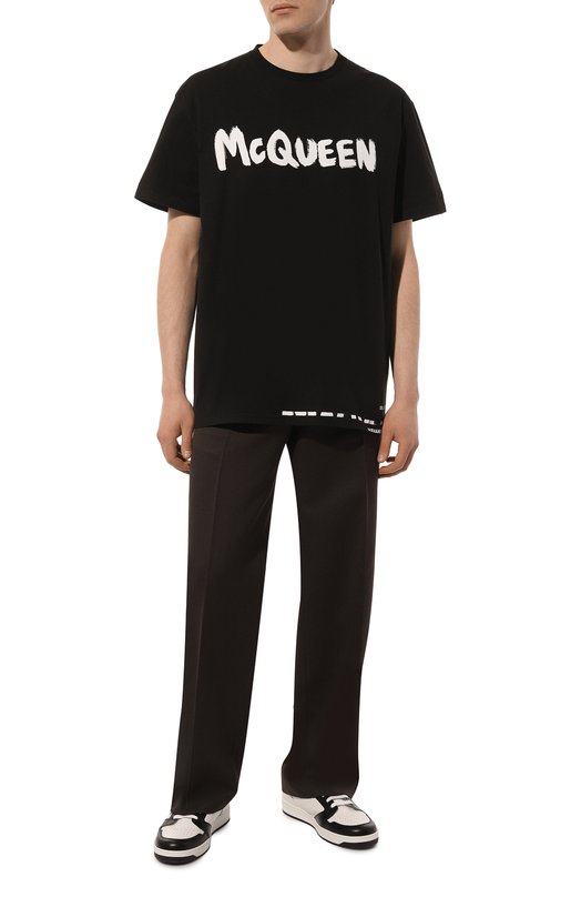 Хлопковая футболка Alexander McQueen 622104 QTZ57 Чёрный  622104 QTZ57 Фото 2