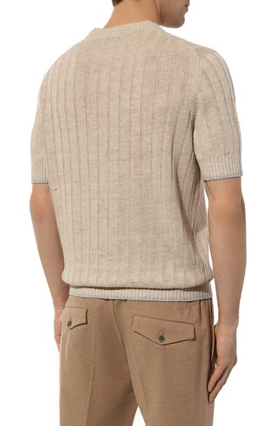 Джемпер изо льна и хлопка BRUNELLO CUCINELLI бежевого цвета по цене 116000 руб., арт. M2L70B2273, фото 4 Джемпер изо льна и хлопка BRUNELLO CUCINELLI, арт. M2L70B2273, фото 4