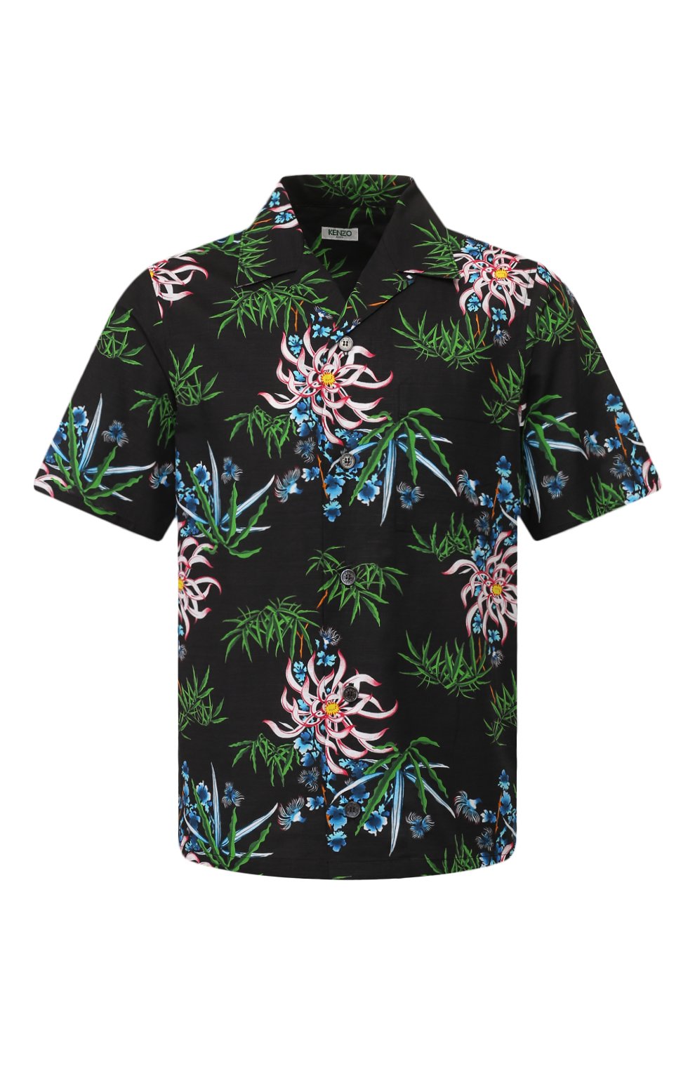 Рубашка из смеси хлопка и льна KENZO черного цвета по цене 24250 руб., арт. FA55CH5291LI, фото 1 Рубашка из смеси хлопка и льна KENZO, арт. FA55CH5291LI, фото 1