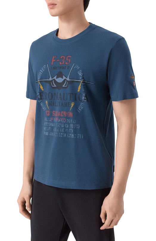 Хлопковая футболка Aeronautica Militare TS2536UJ00641 Синий  TS2536UJ00641 Фото 3