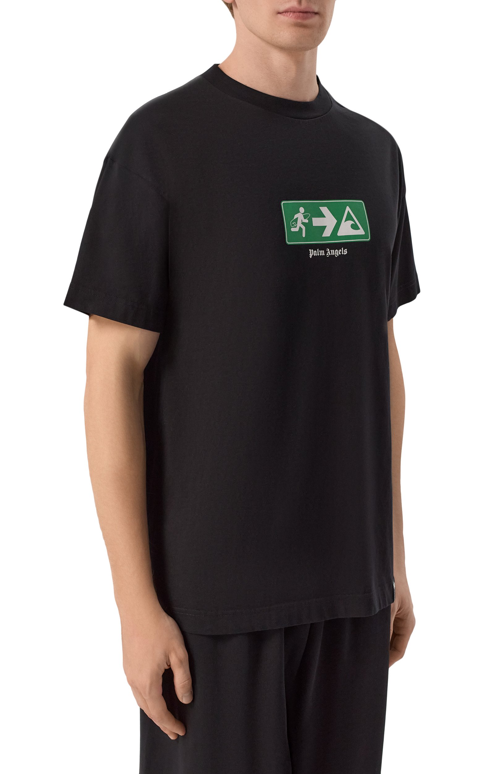 Хлопковая футболка PALM ANGELS черного цвета по цене 27550 руб., арт. PAMAA001JR009, фото 3 Хлопковая футболка PALM ANGELS, арт. PAMAA001JR009, фото 3