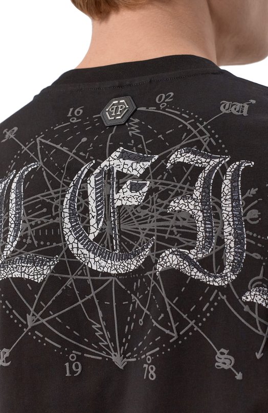 Хлопковая футболка Philipp Plein SAFC MTK8822 PJY002N Чёрный  SAFC MTK8822 PJY002N Фото 5