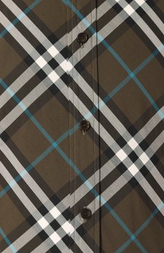 Мужская хлопковая рубашка BURBERRY хаки цвета, арт. 8099224 | Фото 5 (Рукава: Короткие; Материал сплава: Проставлено; Драгоценные камни: Проставлено; Длина (для топов): Стандартные; Воротник: Кент; Принт: Клетка; Стили: Кэжуэл; Случай: Повседневный; Материал внешний: Хлопок)