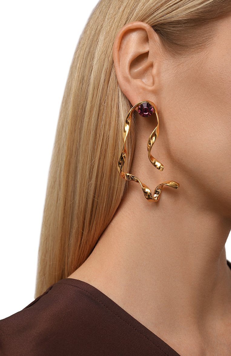 Женские серьги DRIES VAN NOTEN фиолетового цвета, арт. 232-018255-062/G0LD | Фото 3 (Региональные ограничения белый список (Axapta Mercury): Не проставлено; Нос: Не проставлено; Материал: Металл)