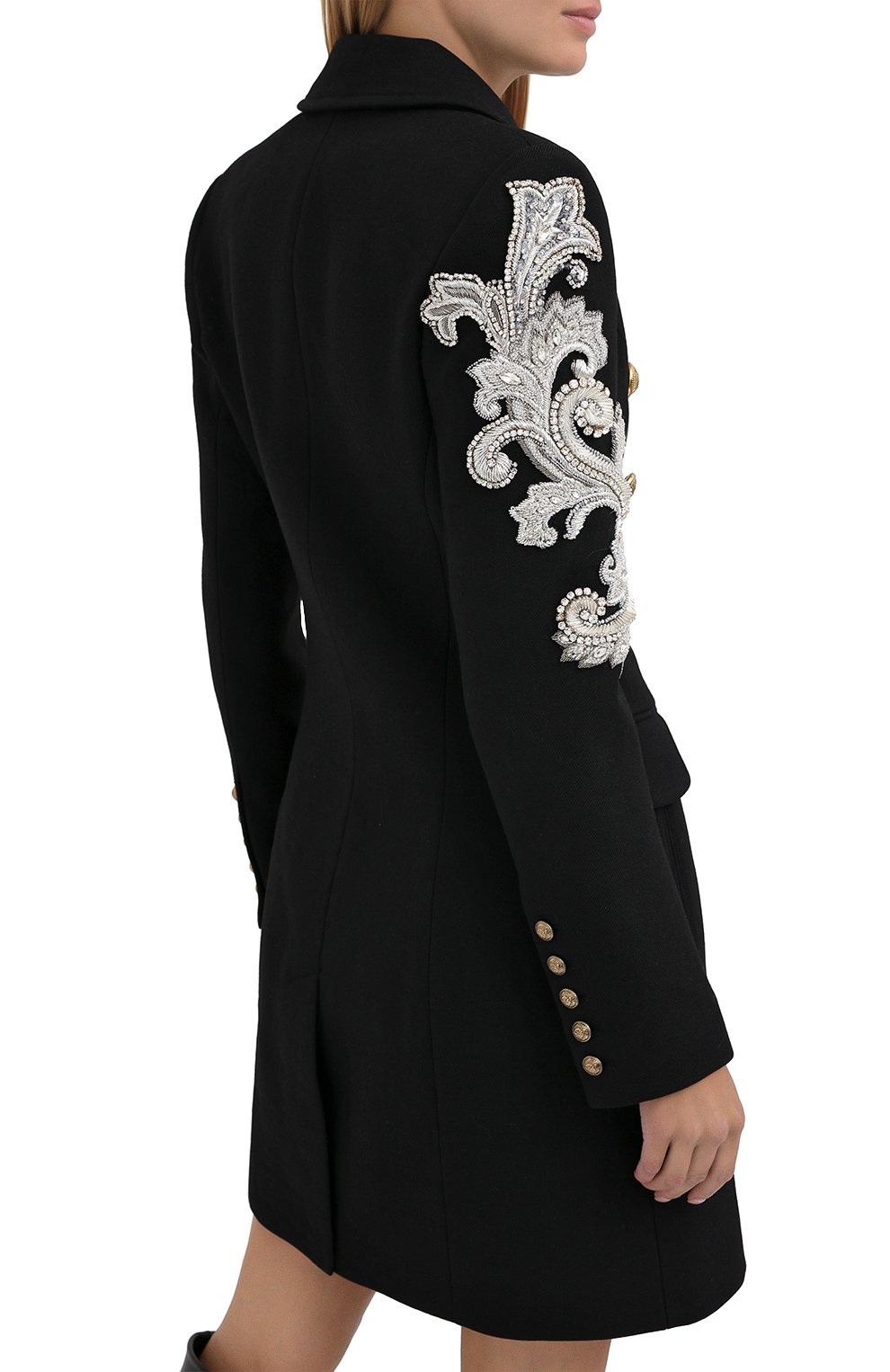 Шерстяное пальто BALMAIN черного цвета по цене 394000 руб., арт. UF19572/P050, фото 4 Шерстяное пальто BALMAIN, арт. UF19572/P050, фото 4