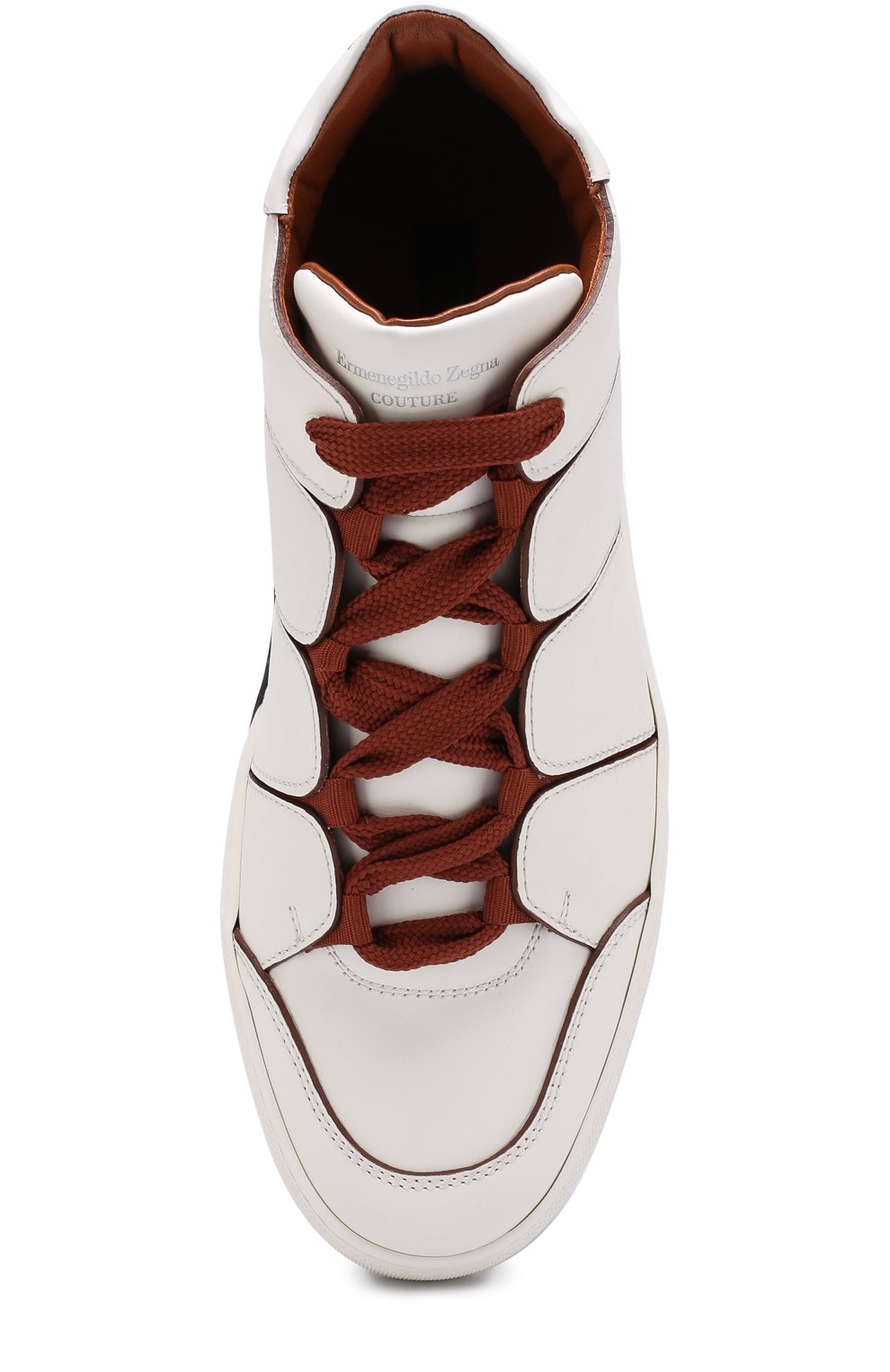 Высокие кожаные кеды на шнуровке ZEGNA белого цвета по цене 94400 руб., арт. A2891X-SWI, фото 5 Высокие кожаные кеды на шнуровке ZEGNA, арт. A2891X-SWI, фото 5