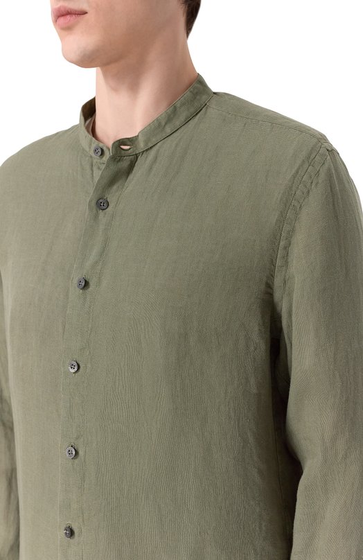 Льняная рубашка 120% Lino 33ALIM1159/0115/000 Хаки  33ALIM1159/0115/000 Фото 5