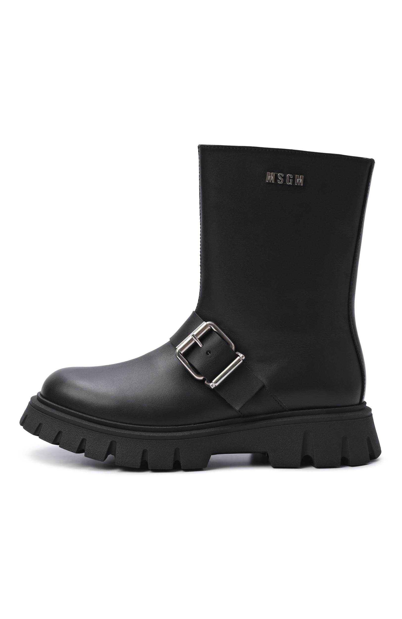 Кожаные полусапоги MSGM KIDS черного цвета по цене 36100 руб., арт. 84007/VAR1_001, фото 2 Кожаные полусапоги MSGM KIDS, арт. 84007/VAR1_001, фото 2
