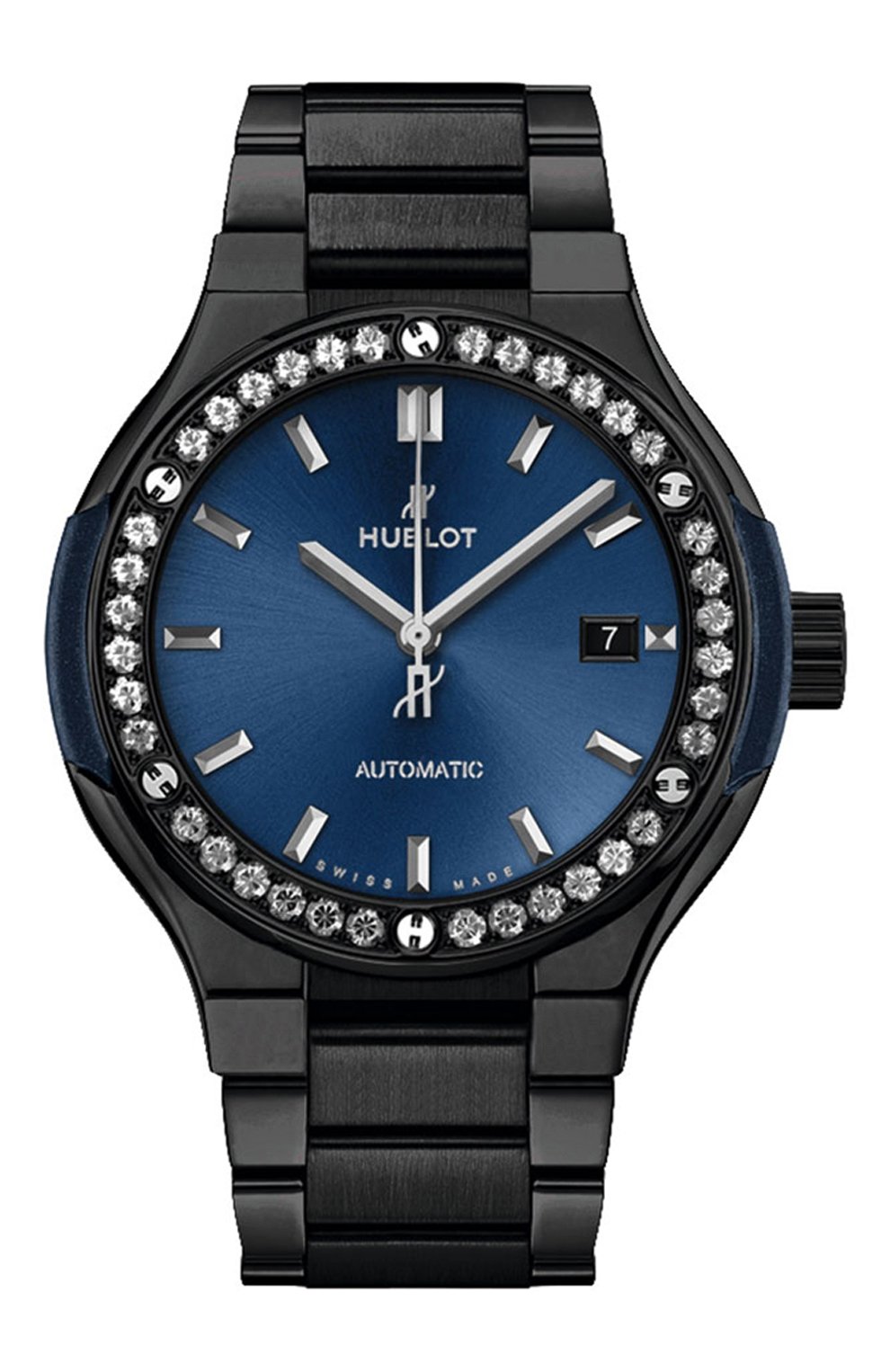 Часы classic fusion ceramic blue bracelet diamonds HUBLOT, арт. 585.CM.7170.CM.1204, фото 1