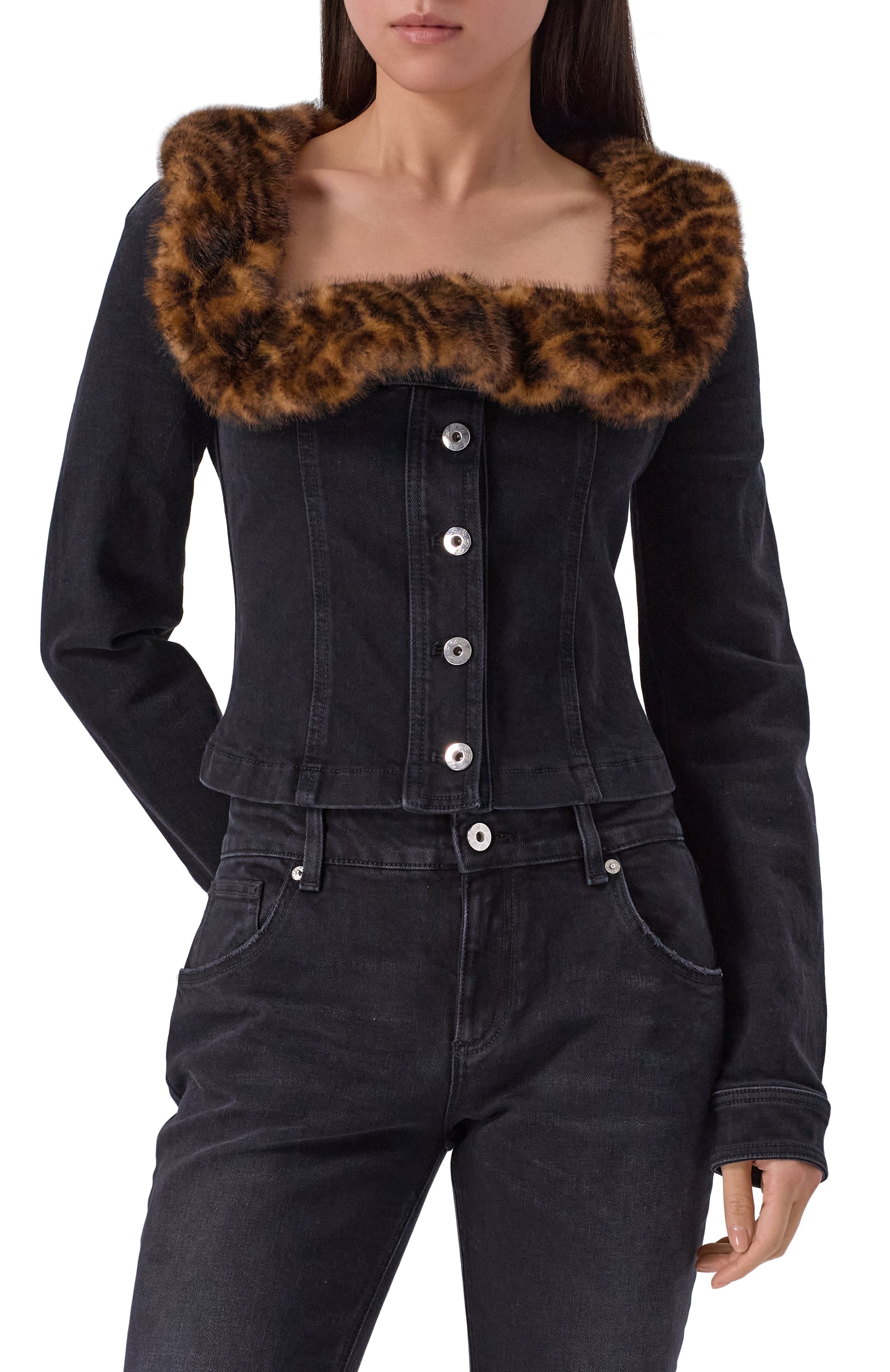 Джинсовый жакет с отделкой мехом BLUMARINE, арт. 2J206A, фото 3