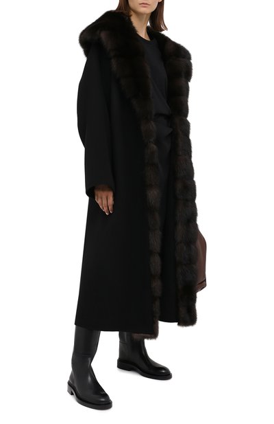 Пальто с отделкой из меха соболя MANZONI24, арт. 20M647-DB1Z/56, фото 3