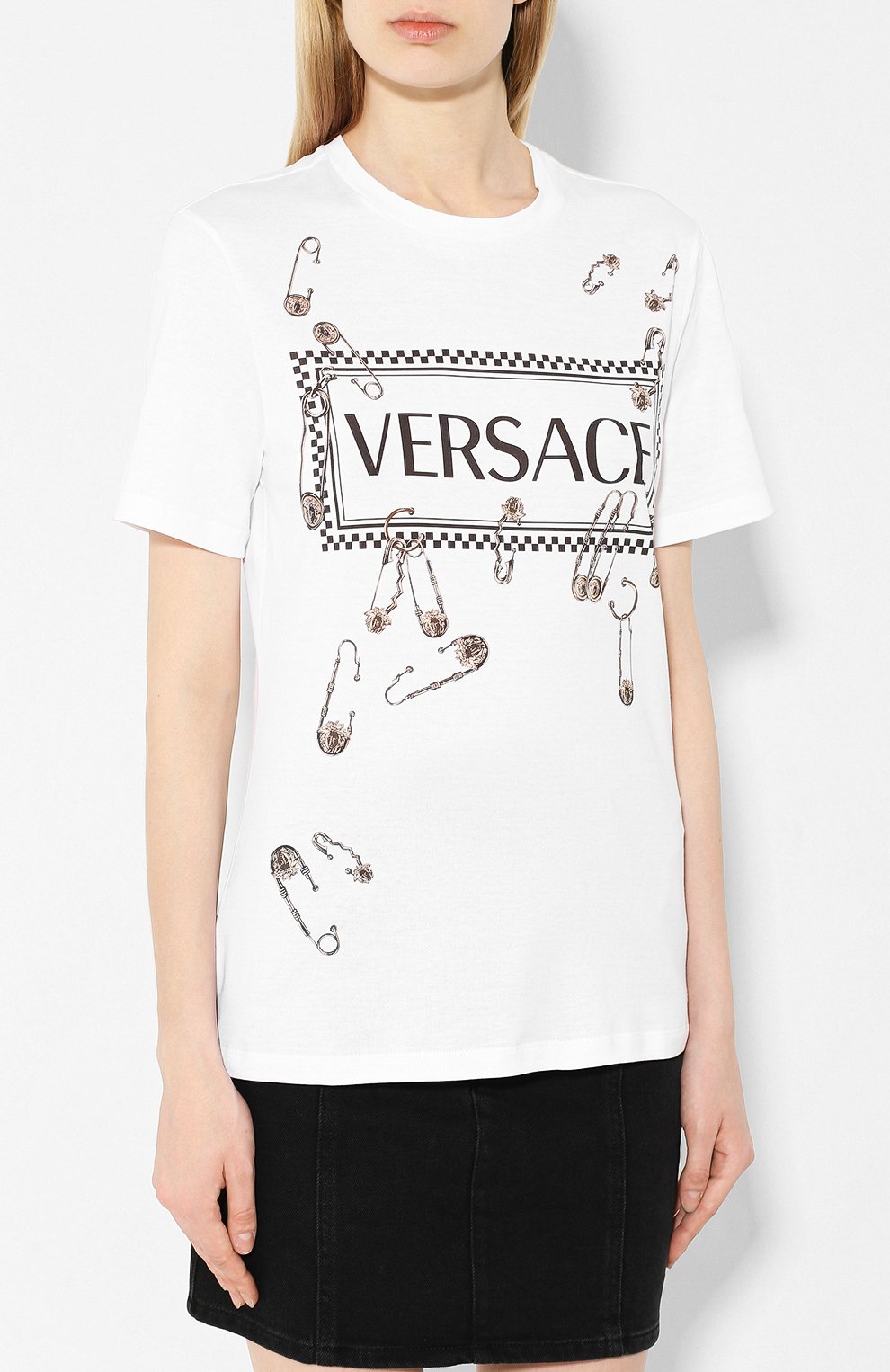 Хлопковая футболка VERSACE белого цвета по цене 35200 руб., арт. A83849/A228806, фото 3 Хлопковая футболка VERSACE, арт. A83849/A228806, фото 3