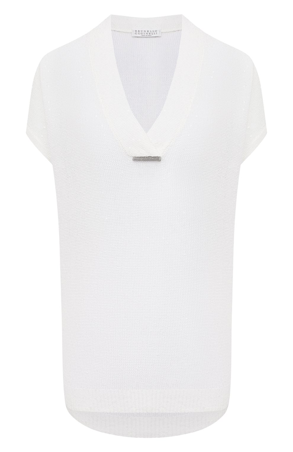 Топ изо льна и шелка BRUNELLO CUCINELLI белого цвета по цене 135500 руб., арт. M10551012, фото 1 Топ изо льна и шелка BRUNELLO CUCINELLI, арт. M10551012, фото 1
