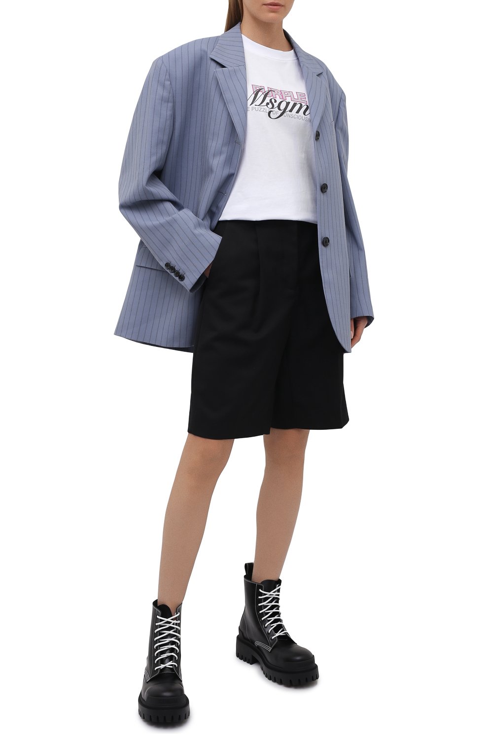 Хлопковая футболка MSGM белого цвета по цене 15600 руб., арт. 3042MDM205 217498, фото 2 Хлопковая футболка MSGM, арт. 3042MDM205 217498, фото 2