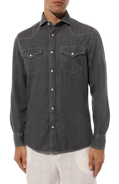 Джинсовая рубашка BRUNELLO CUCINELLI, арт. MR683B2036, фото 3