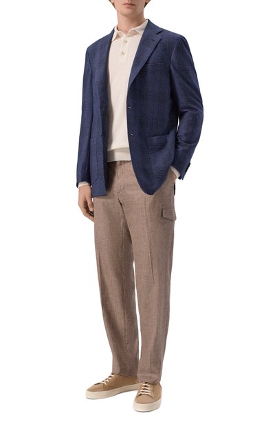 Пиджак из кашемира и хлопка KITON синего цвета по цене 838000 руб., арт. UG81K0189I, фото 3 Пиджак из кашемира и хлопка KITON, арт. UG81K0189I, фото 3