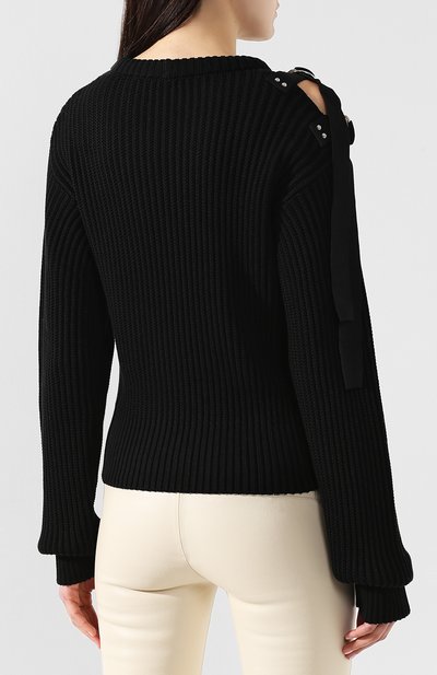 Хлопковый пуловер HELMUT LANG черного цвета по цене 34150 руб., арт. I09HW718, фото 4 Хлопковый пуловер HELMUT LANG, арт. I09HW718, фото 4
