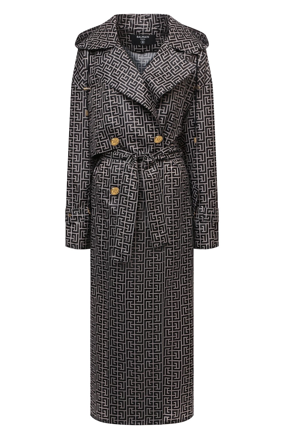Плащ BALMAIN черно-белого цвета по цене 238500 руб., арт. WF1TL016/I711, фото 1 Плащ BALMAIN, арт. WF1TL016/I711, фото 1