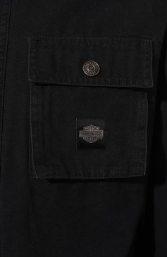 М�ужская джинсовая куртка HARLEY-DAVIDSON черного цвета, арт. 97402-23VM | Фото 5 (Рукава: Длинные; Материал внешний: Хлопок, Деним; Длина (верхняя одежда): Короткие; Стили: Кэжуэл; Кросс-КТ: Деним, Куртка, Легкие)
