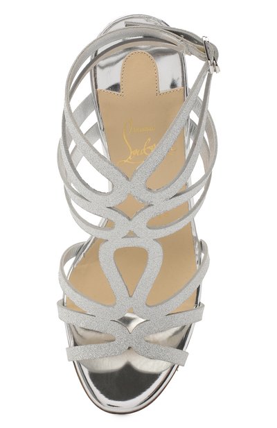 Босоножки renee 100 CHRISTIAN LOUBOUTIN серебряного цвета по цене 62950 руб., арт. renee 100 glitter mini/sp, фото 4 Босоножки renee 100 CHRISTIAN LOUBOUTIN, арт. renee 100 glitter mini/sp, фото 4
