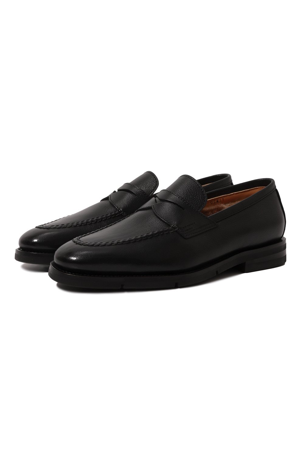 Кожаные пенни-лоферы SANTONI черного цвета по цене 89950 руб., арт. MCNG18007PI2AUSHN01, фото 1 Кожаные пенни-лоферы SANTONI, арт. MCNG18007PI2AUSHN01, фото 1