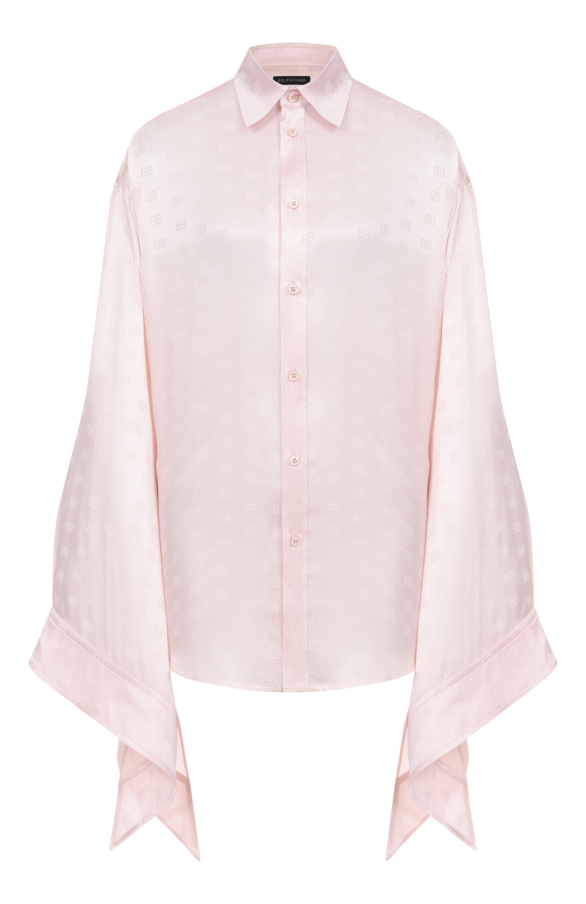 Атласная блузка BALENCIAGA светло-розового цвета по цене 271500 руб., арт. 830989/TSN10, фото 1 Атласная блузка BALENCIAGA, арт. 830989/TSN10, фото 1