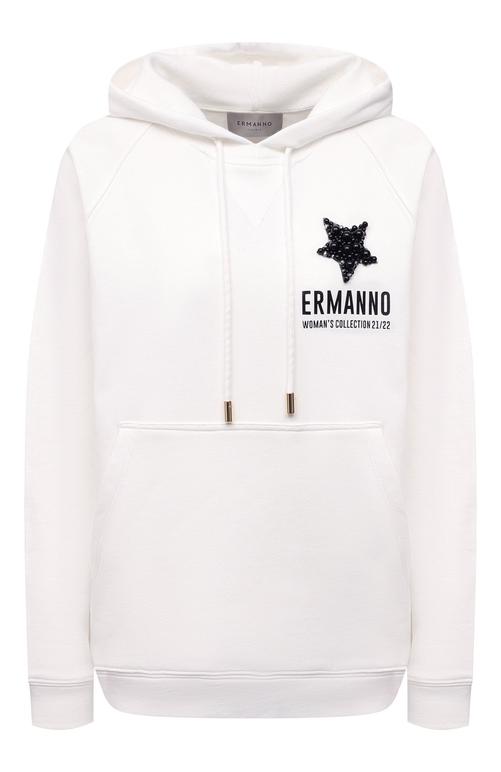 Хлопковое худи ERMANNO FIRENZE белого цвета по цене 32400 руб., арт. D39ET FL071FEL, фото 1 Хлопковое худи ERMANNO FIRENZE, арт. D39ET FL071FEL, фото 1