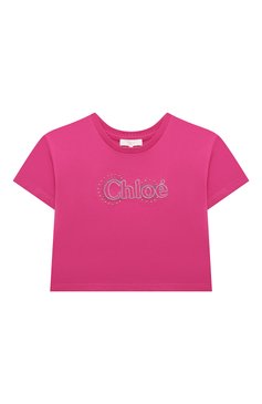 Детская хлопковая футболка CHLOÉ фуксия цвета, арт. C20114/6A-12A | Фото 1 (Материал сплава: Проставлено; Материал внешний: Хлопок; Драгоценные камни: Проставлено; Рукава: Короткие; Девочки Кросс-КТ: футболка-одежда; Ростовка одежда: 9 лет | 134 см, 12 лет | 152 см, 5 лет | 110 см, 7 лет | 122 см)