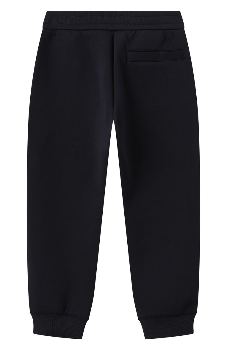 Детские хлопковые джоггеры EMPORIO ARMANI темно-синего цвета, арт. EB000263/AF10126 | Фото 2 (Нос: Не проставлено; Мальчики Кросс-КТ: Джоггеры-одежда; Материал внешний: Хлопок; Автоматизация состава: Проставлено; Ростовка одежда: 4 года | 104 см, 6 лет | 116 см, 8 лет | 128 см, 7 лет | 122 см, 10 - 11 лет | 140 - 146см, 13 - 15 лет | 158 см, 16 лет | 164 см, 5 лет | 110 см)