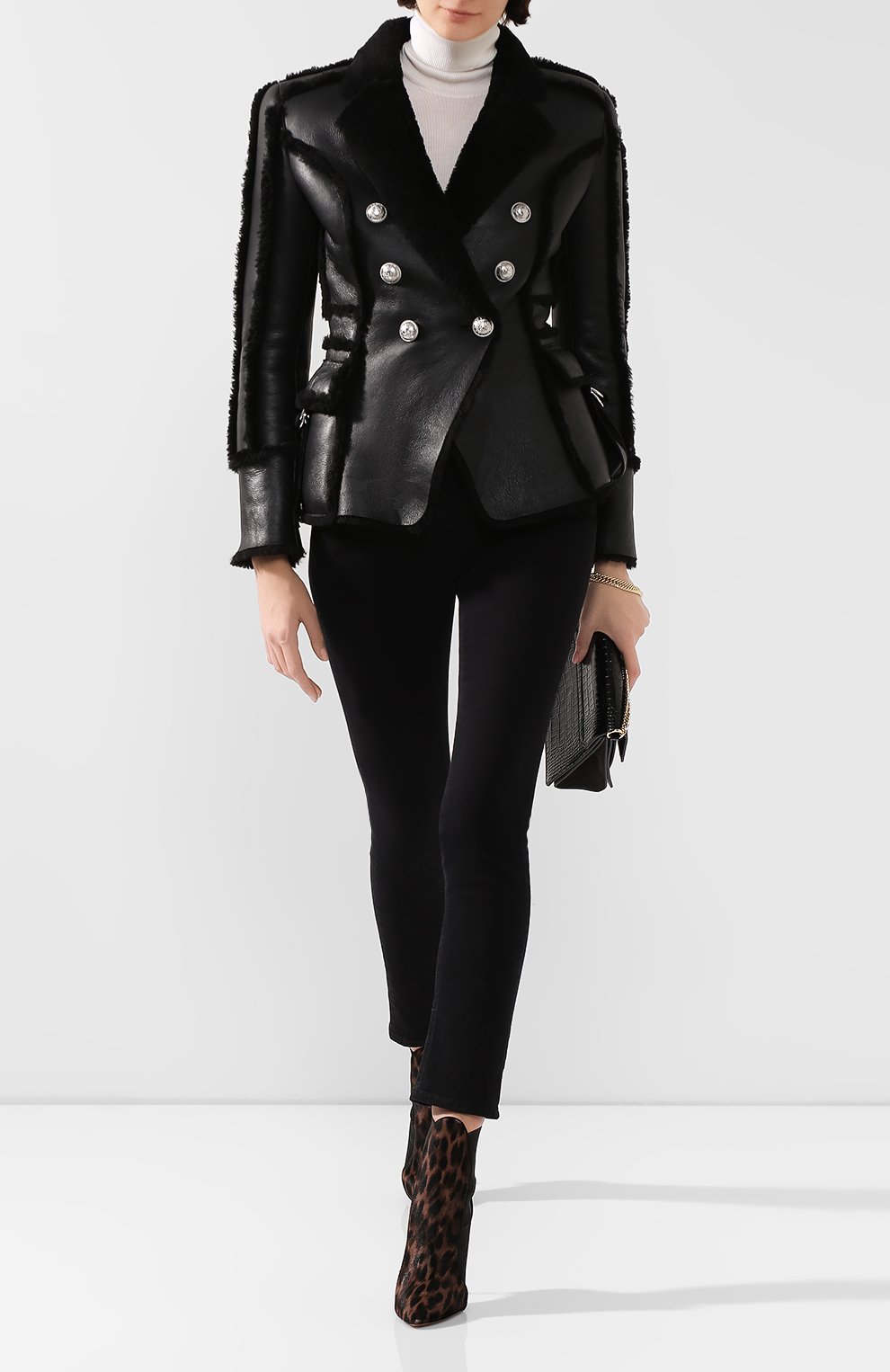 Укороченная дубленка BALMAIN черного цвета по цене 394000 руб., арт. SF28432/L080, фото 2 Укороченная дубленка BALMAIN, арт. SF28432/L080, фото 2