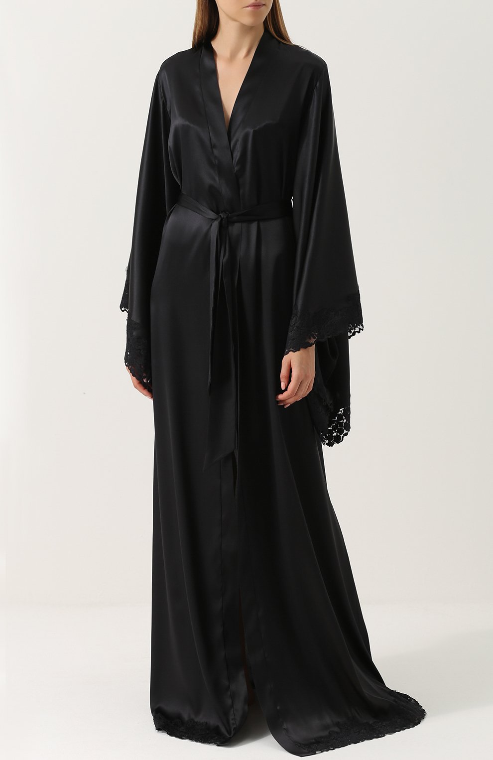 Шелковый халат-макси с кружевной отделкой LA PERLA, арт. 0006890, фото 2